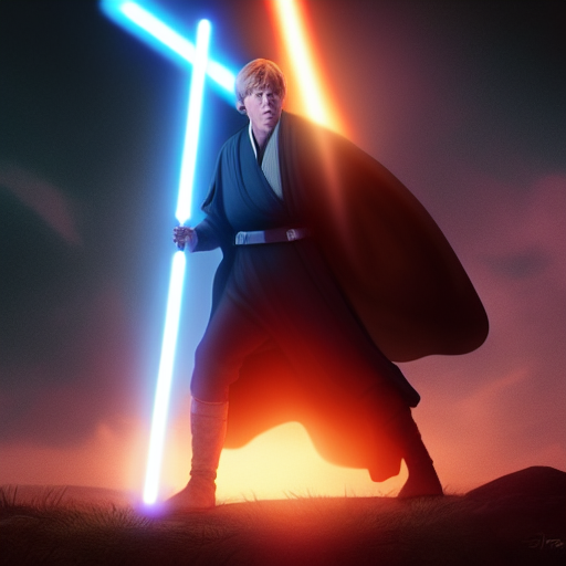 The portal opens, and we see the Jedi knights led by Luke Skywalker emerging from it, wielding their lightsabers and standing beside Merlin in the battlefield.